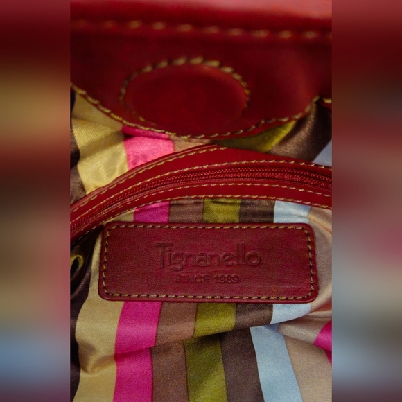Tignanello Deep Red Leather Handbag - Picture 8 of 9